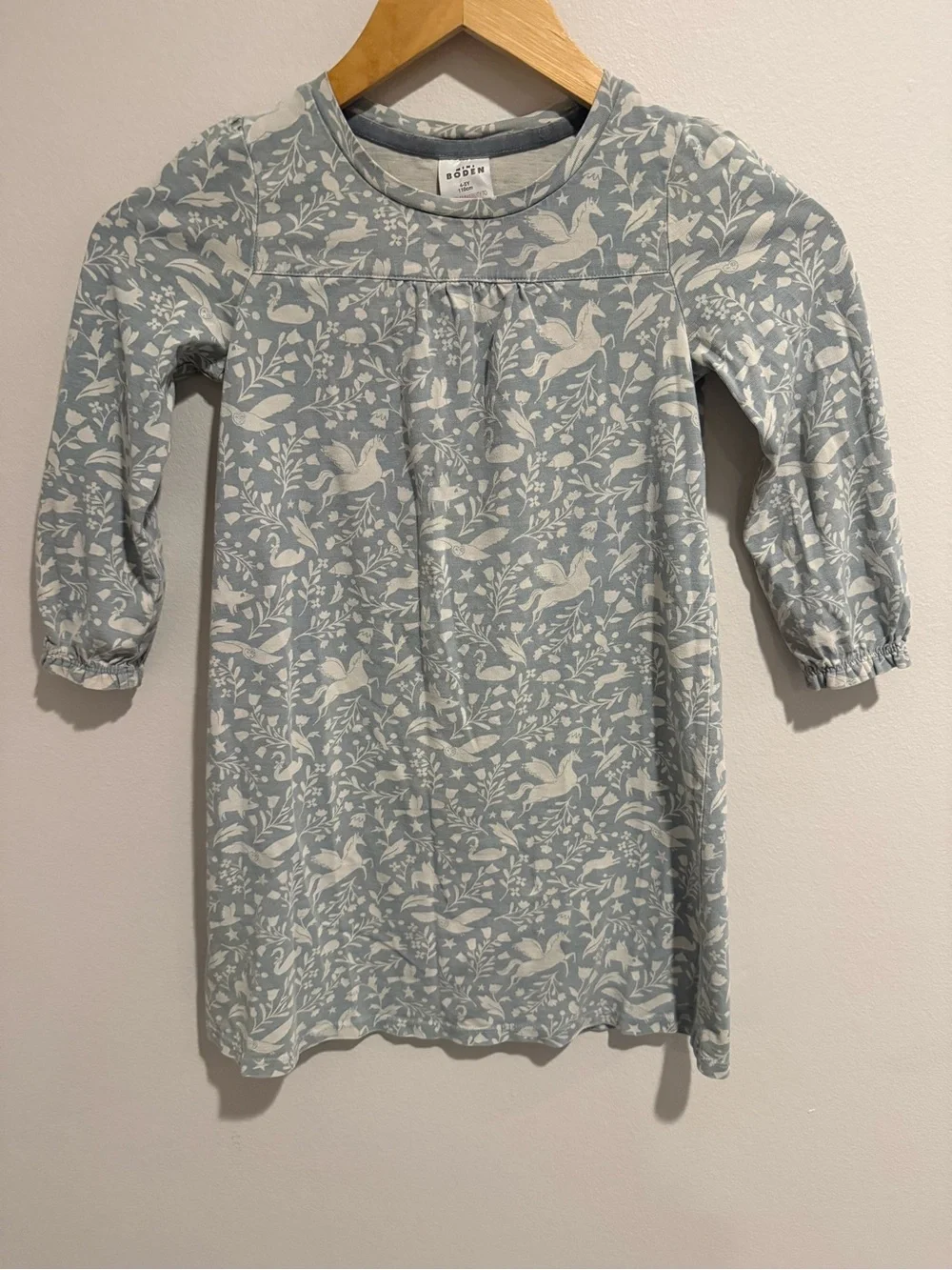 Mini Boden Girls Woodland Pegasus Print Nightgown Sleep Dress Blue 4-5Y